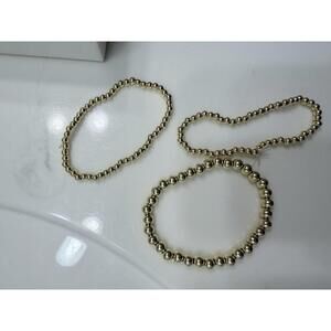 Set of 3 Gold Tone Beaded Stretch Bracelets